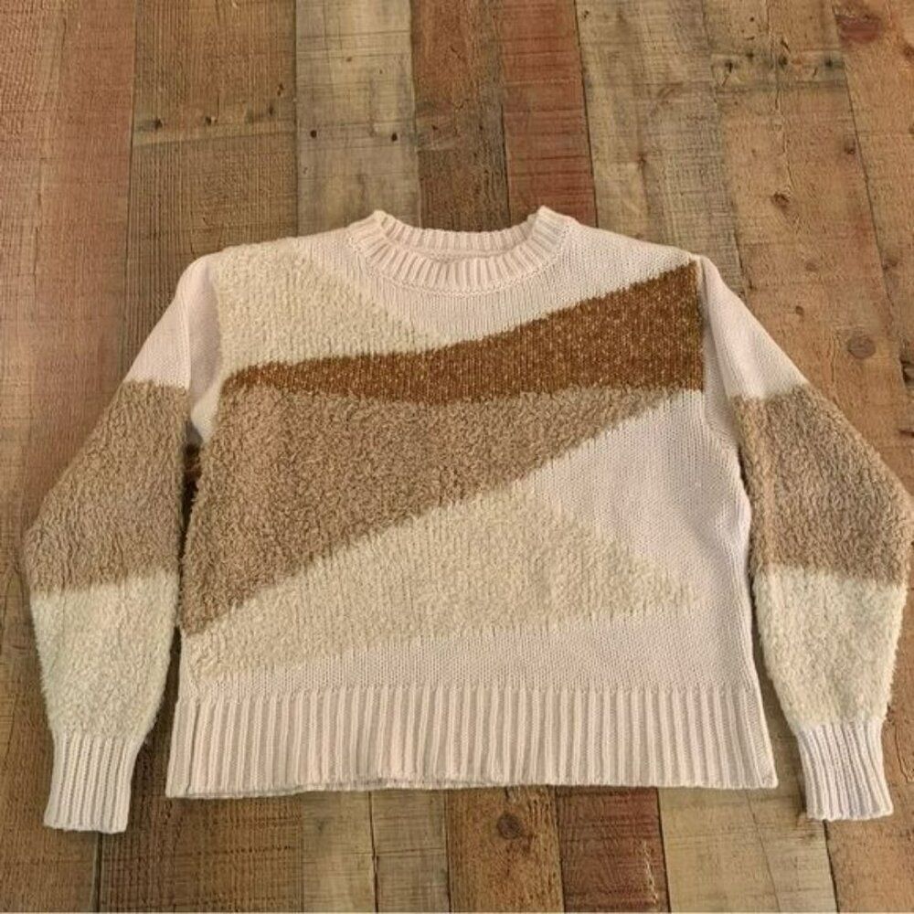 Loft Lou and grey womens oversized boho earth tone color way crew neck sweater